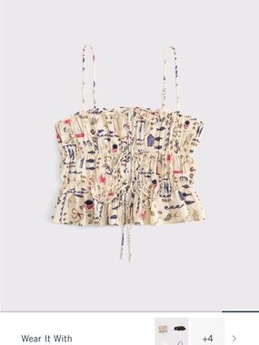 Abercrombie Coastal Print Ruched Tie-Front Cami NWT